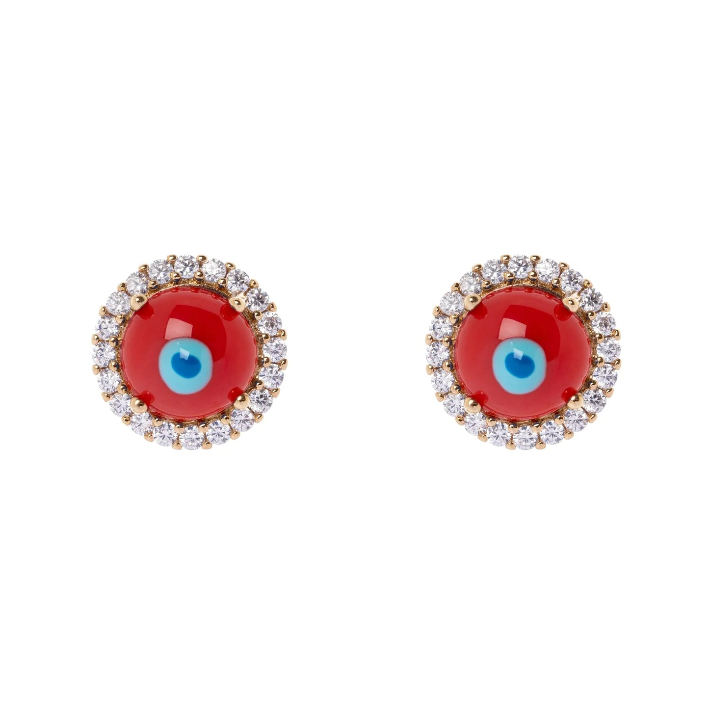 Mini orecchini rotondi cabochon e zirconi – Linea Partenope