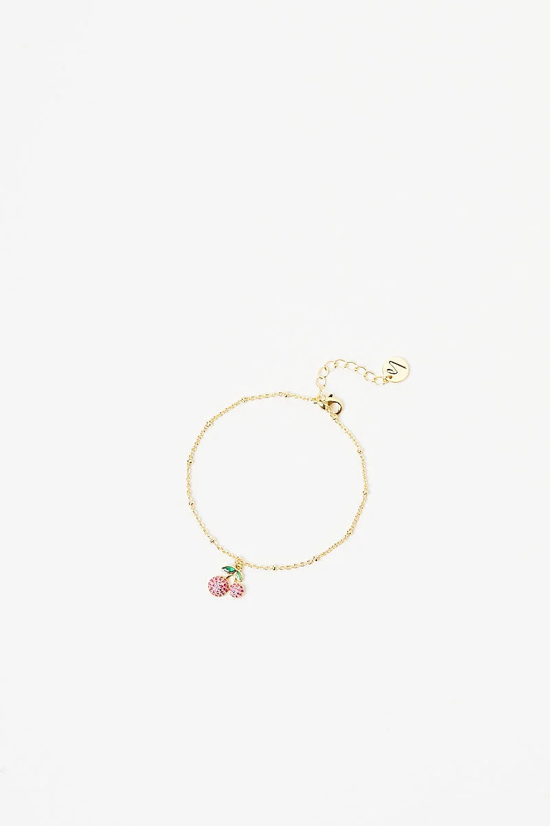 Bracciale Sodini Juicy in Ottone Dorato con Charm Ciliegie in Cristalli