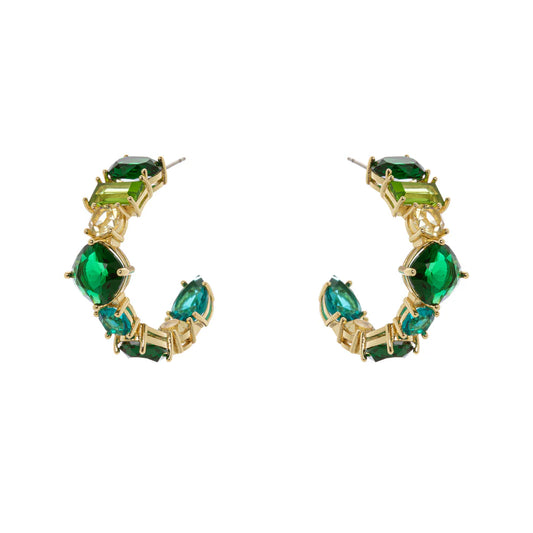 Orecchini Jaqueline by Sodini – Cerchi con Cristalli Verde e Turchese Art. 912472B