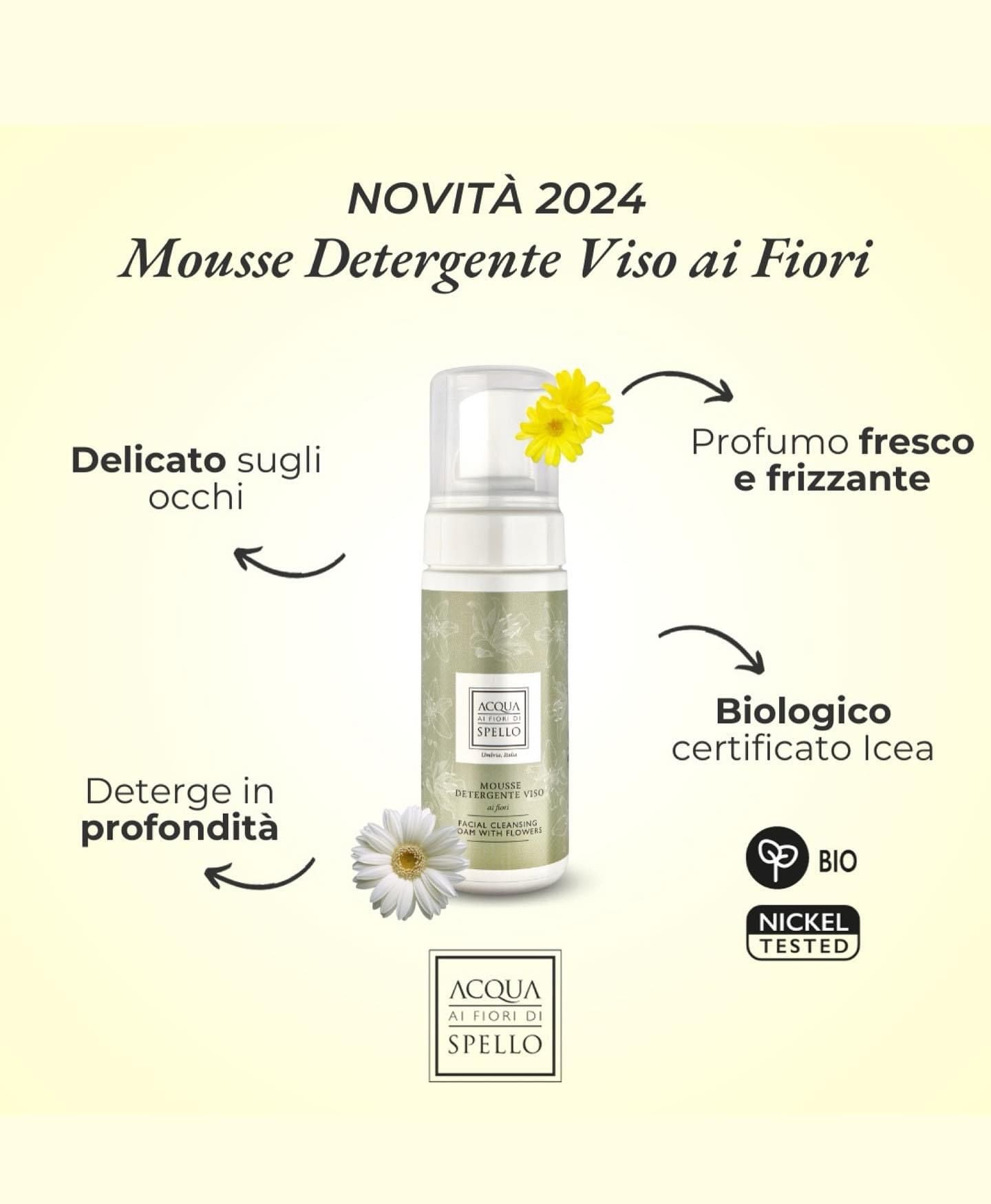 Acqua ai Fiori di Spello – Mousse Detergente Viso Delicata ai Fiori 150ml