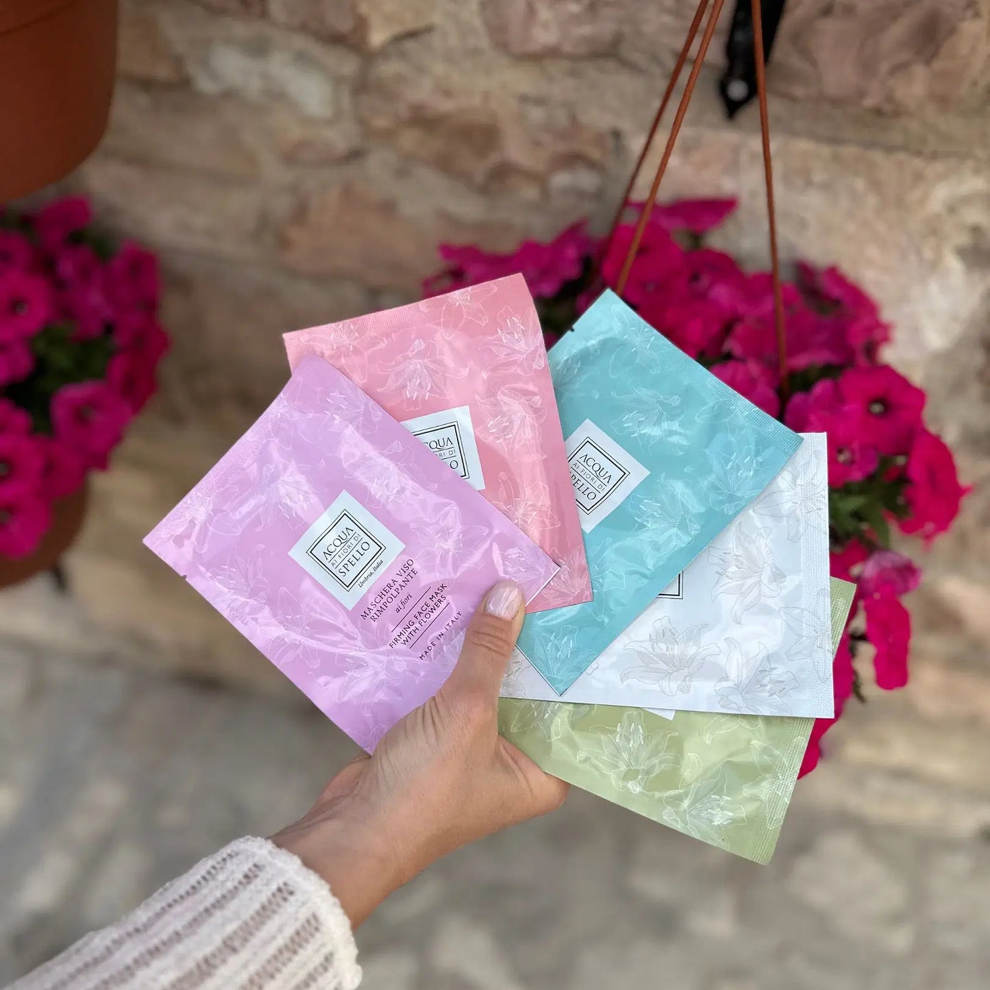 Acqua ai Fiori di Spello – Maschere Viso in Cellulosa Naturali (5 trattamenti)