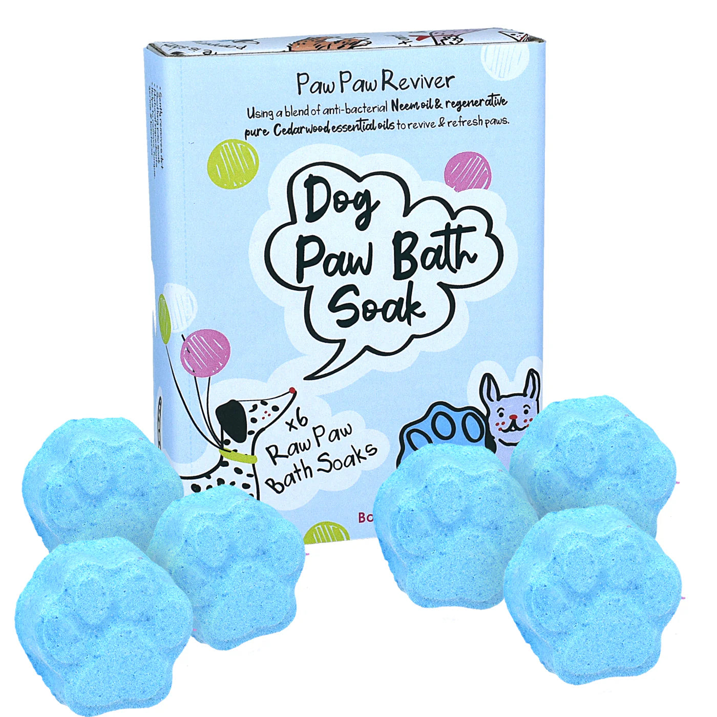 Bomb Cosmetics Paws Paws Reviver – Pediluvio Effervescente per Zampe di Cane con Neem e Legno di Cedro 6pz