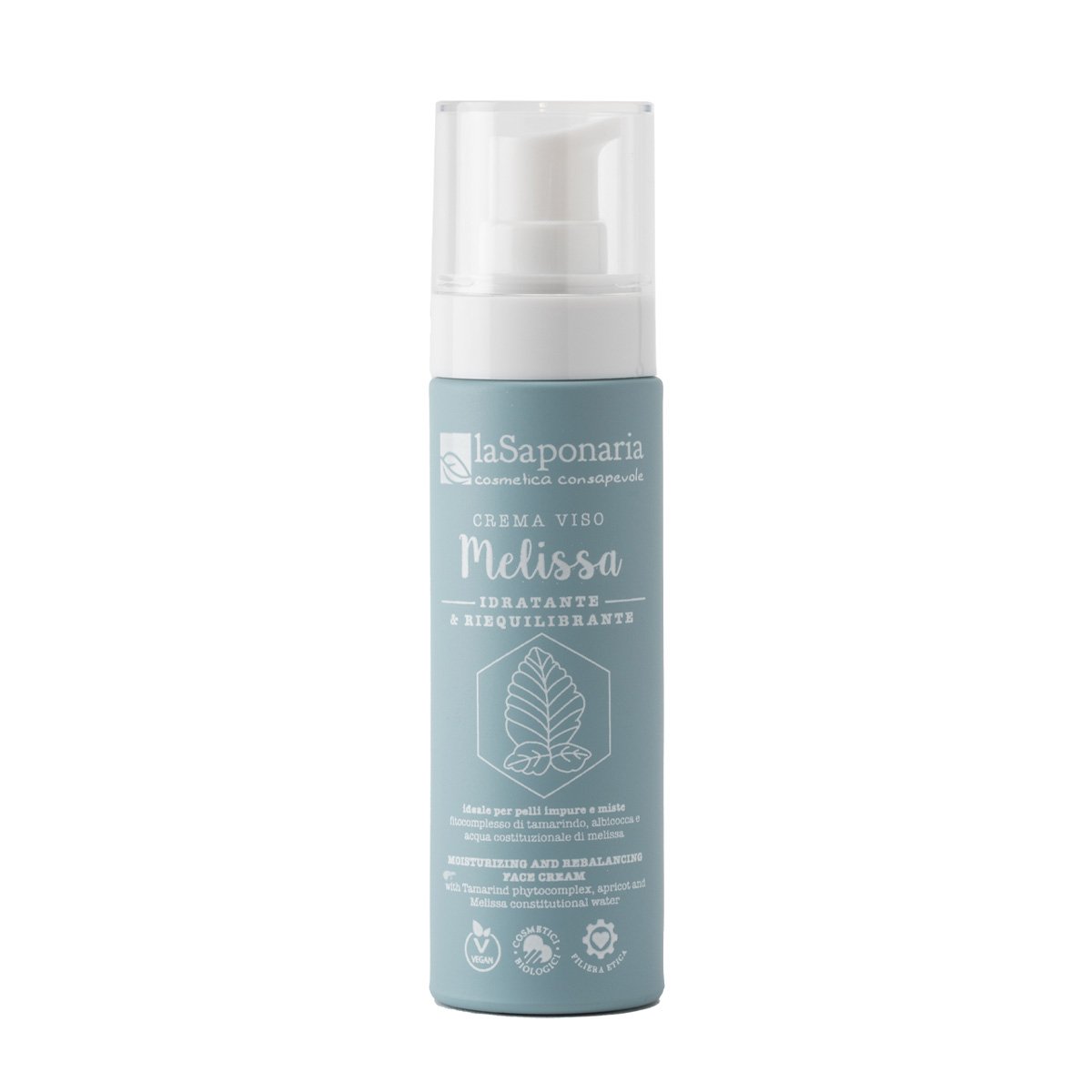 La Saponaria Crema Viso Idratante Melissa – Crema Riequilibrante per Pelle Mista e Impura 50ML