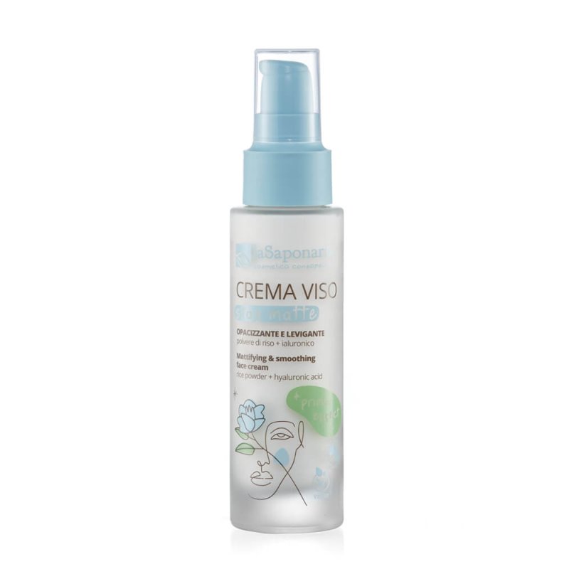 La Saponaria Crema Viso Stay Matte – Crema Opacizzante Effetto Primer per Pelle Mista e Grassa 50ml