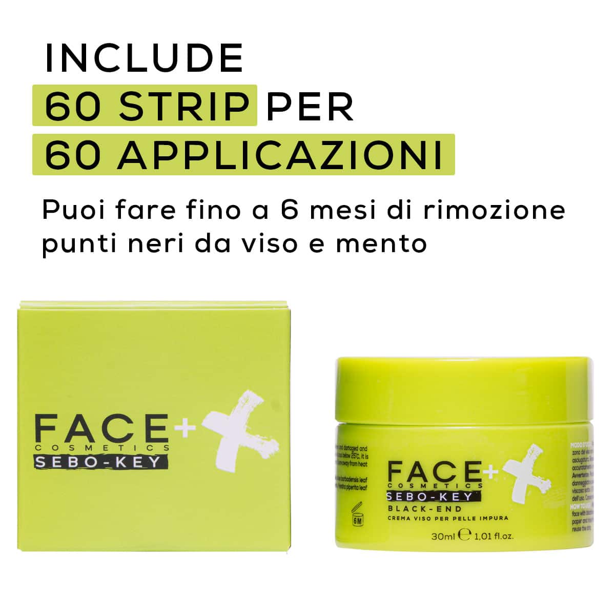 Face+ Sebo-Key Black End – Maschera Punti Neri Naso & Mento