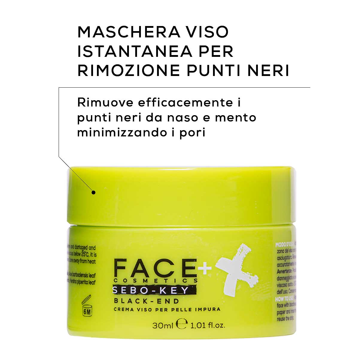 Face+ Sebo-Key Black End – Maschera Punti Neri Naso & Mento