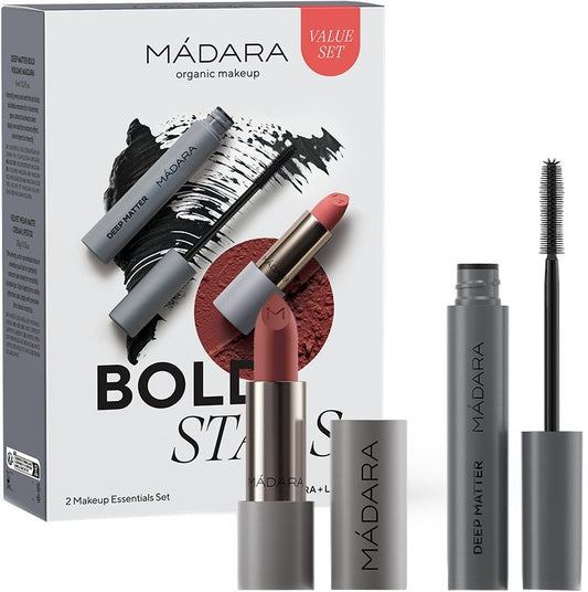 MÁDARA Bold Stars – Makeup Essentials Set con Rossetto Matte Cream e Mascara Deep Matter
