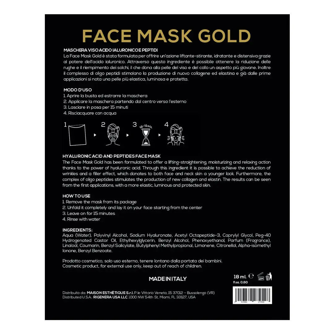 Rigenera Face Mask Gold – Maschera Viso Oro Idratante e Anti-age