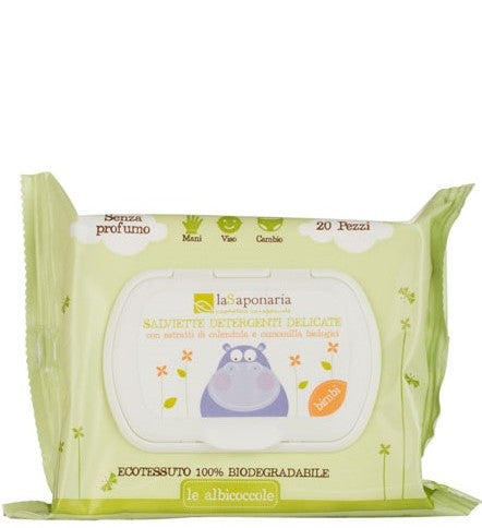 La Saponaria Salviette Detergenti Delicate – Con Olio d'Oliva e Bisabololo 20pz