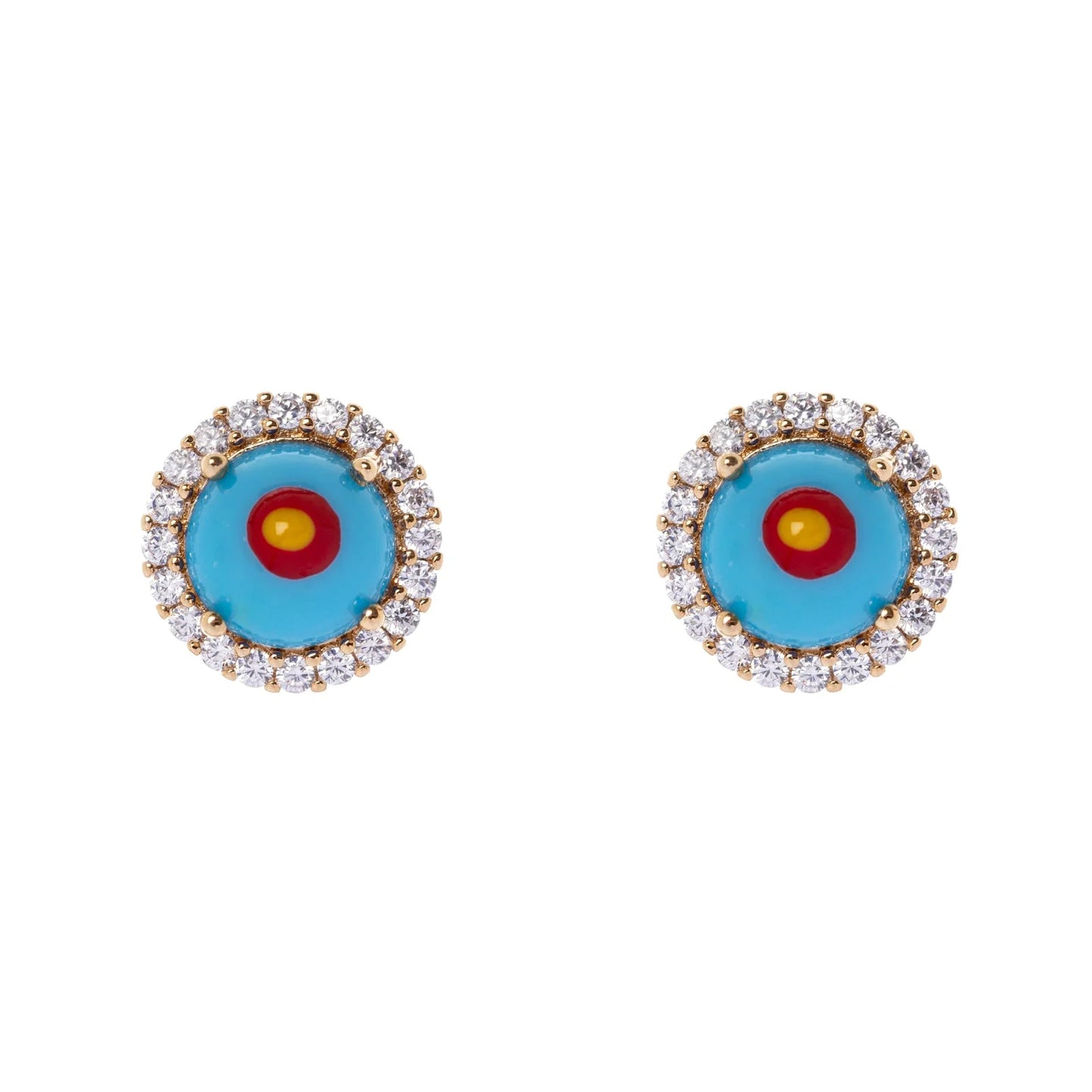 Mini orecchini rotondi cabochon e zirconi – Linea Partenope