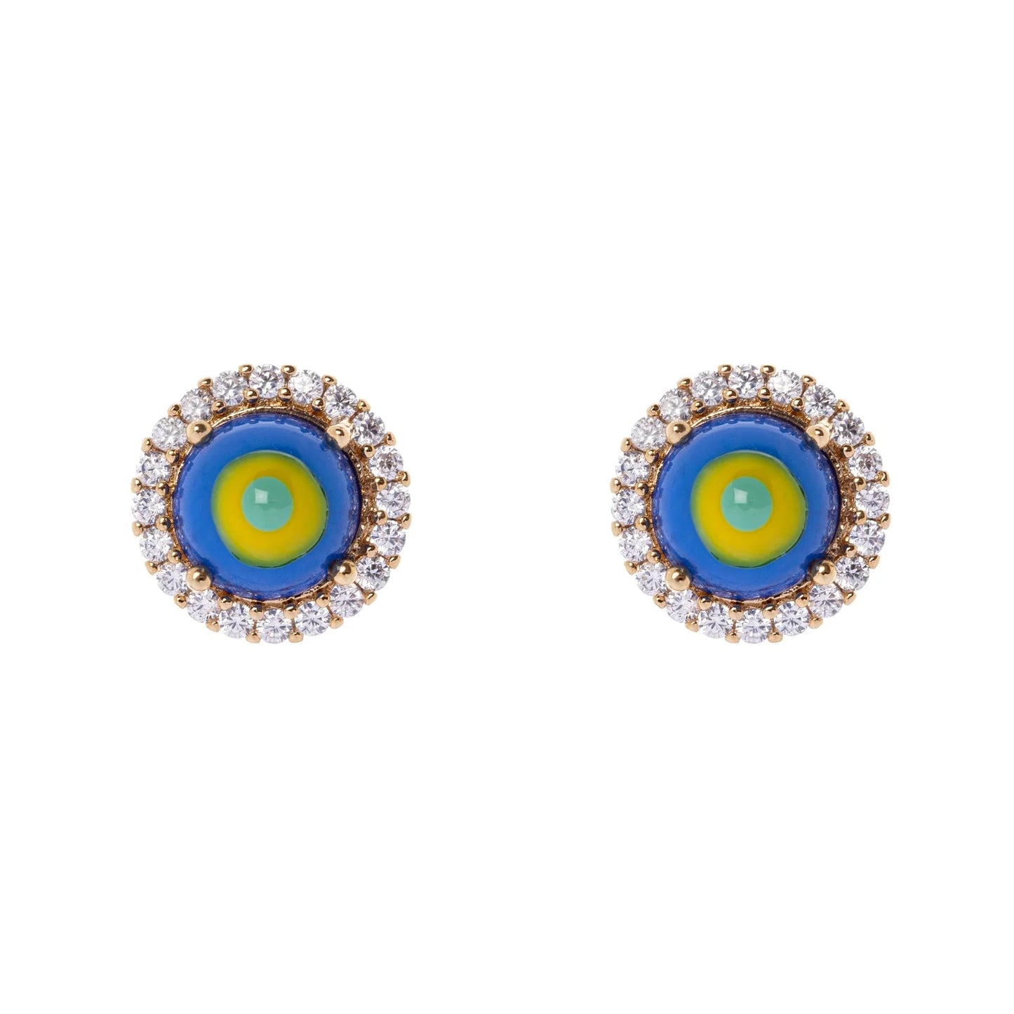 Mini orecchini rotondi cabochon e zirconi – Linea Partenope