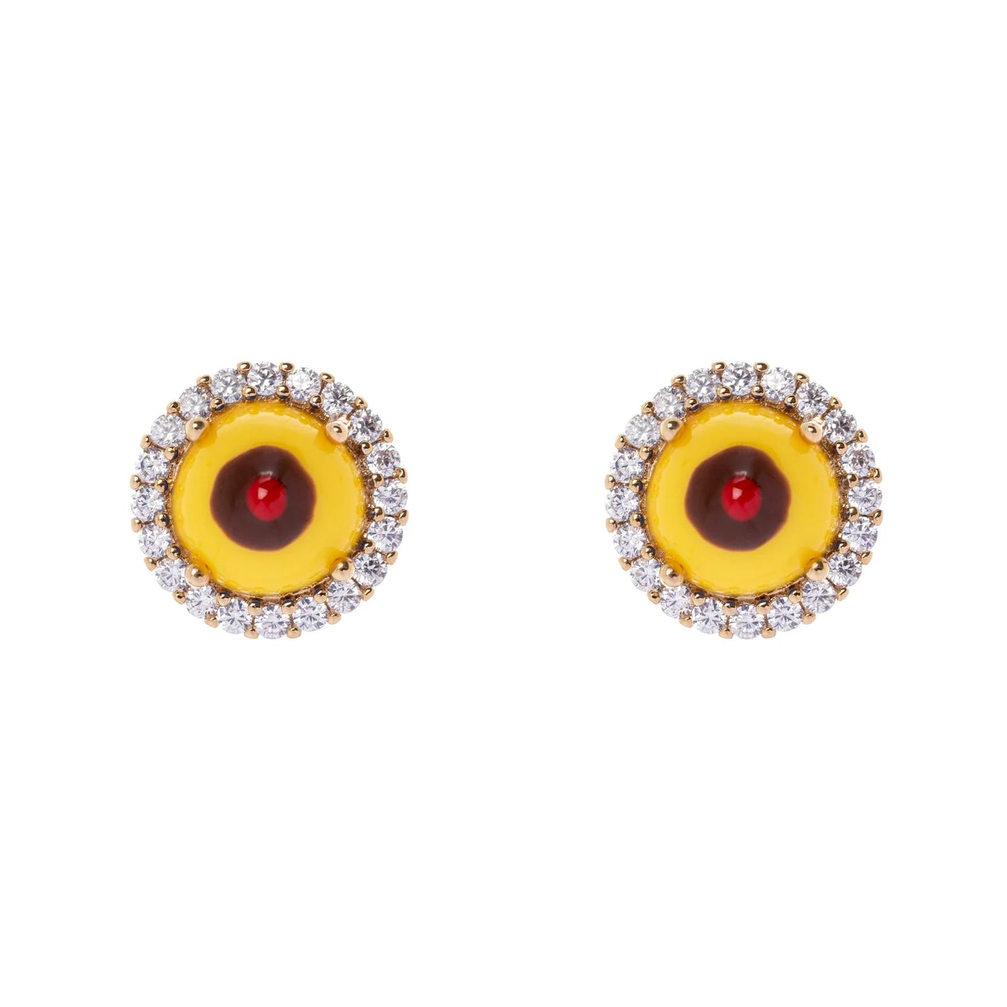 Mini orecchini rotondi cabochon e zirconi – Linea Partenope