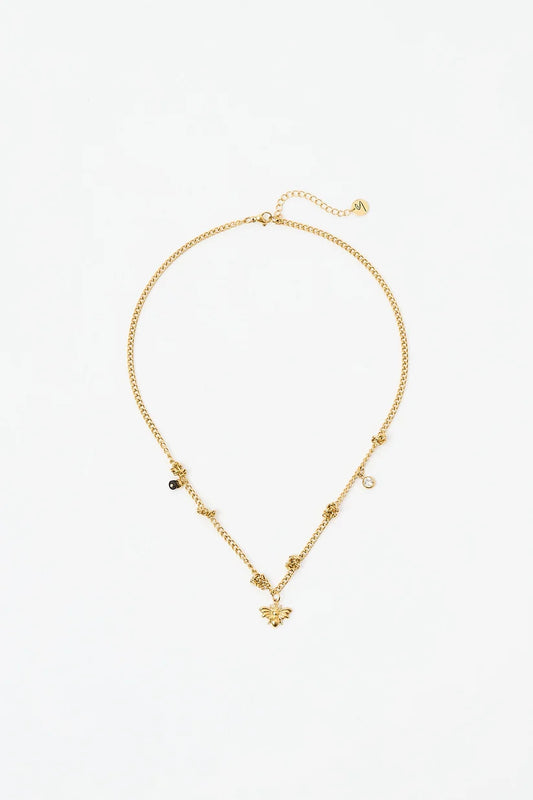 Collana Sodini Sunset Crush in Ottone Dorato con Ape e Charm Pietra naturale Giada