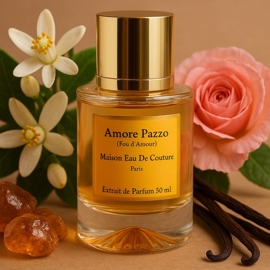 Maison Eau de Couture Amore Pazzo – Extrait de Parfum Fior d’Arancio, Rosa, Vaniglia e Ambra 50ml