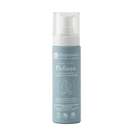 La Saponaria Crema Viso Idratante Melissa – Crema Riequilibrante per Pelle Mista e Impura 50ML