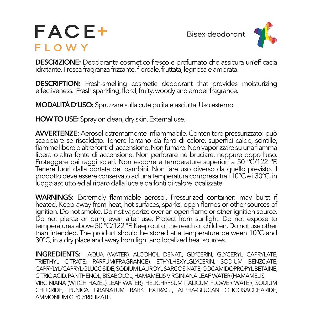 Face+ Flowy – Deodorante Unisex Idratante 125ml