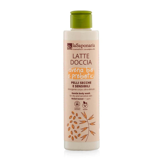 La Saponaria Latte Doccia Avena Bio e Prebiotici – Per Pelli Secche e Sensibili 200ml