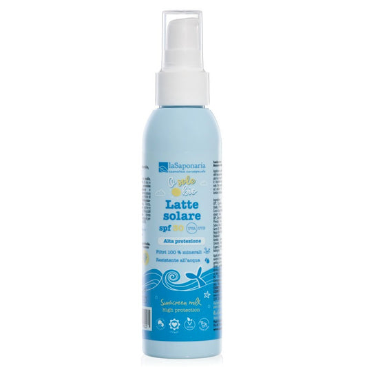 La Saponaria – Latte Solare SPF 30 (Alta protezione) – Filtri 100% Minerali Non Nano 125ml