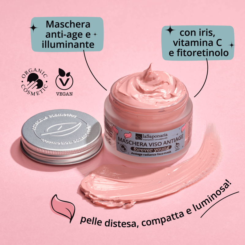 La Saponaria Forever Young – Maschera Viso Anti-Età e Illuminante 50ml